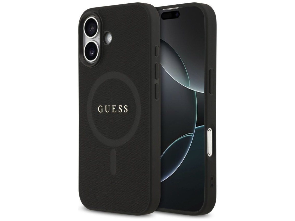 Guess Saffiano Classic Logo MagSafe case for iPhone 17 - black