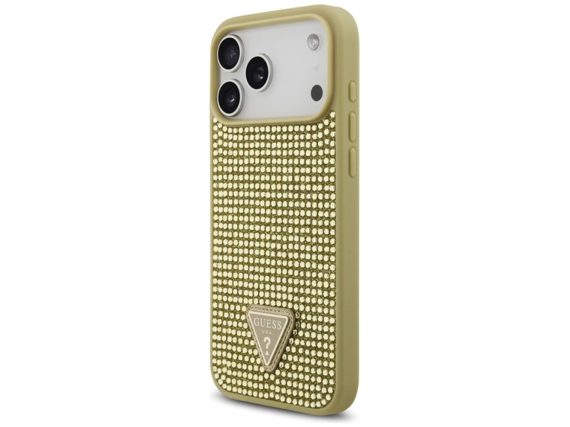 Guess Rhinestone Triangle Logo Case for iPhone 17 Pro Max - Gold