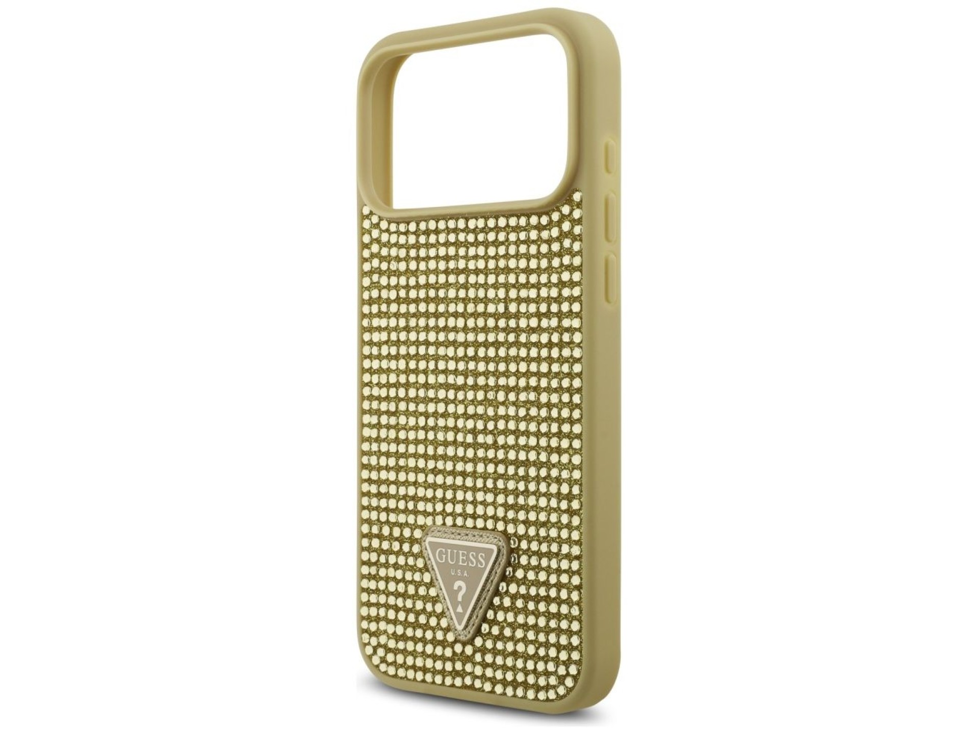 Guess Rhinestone Triangle Logo Case for iPhone 17 Pro Max - Gold