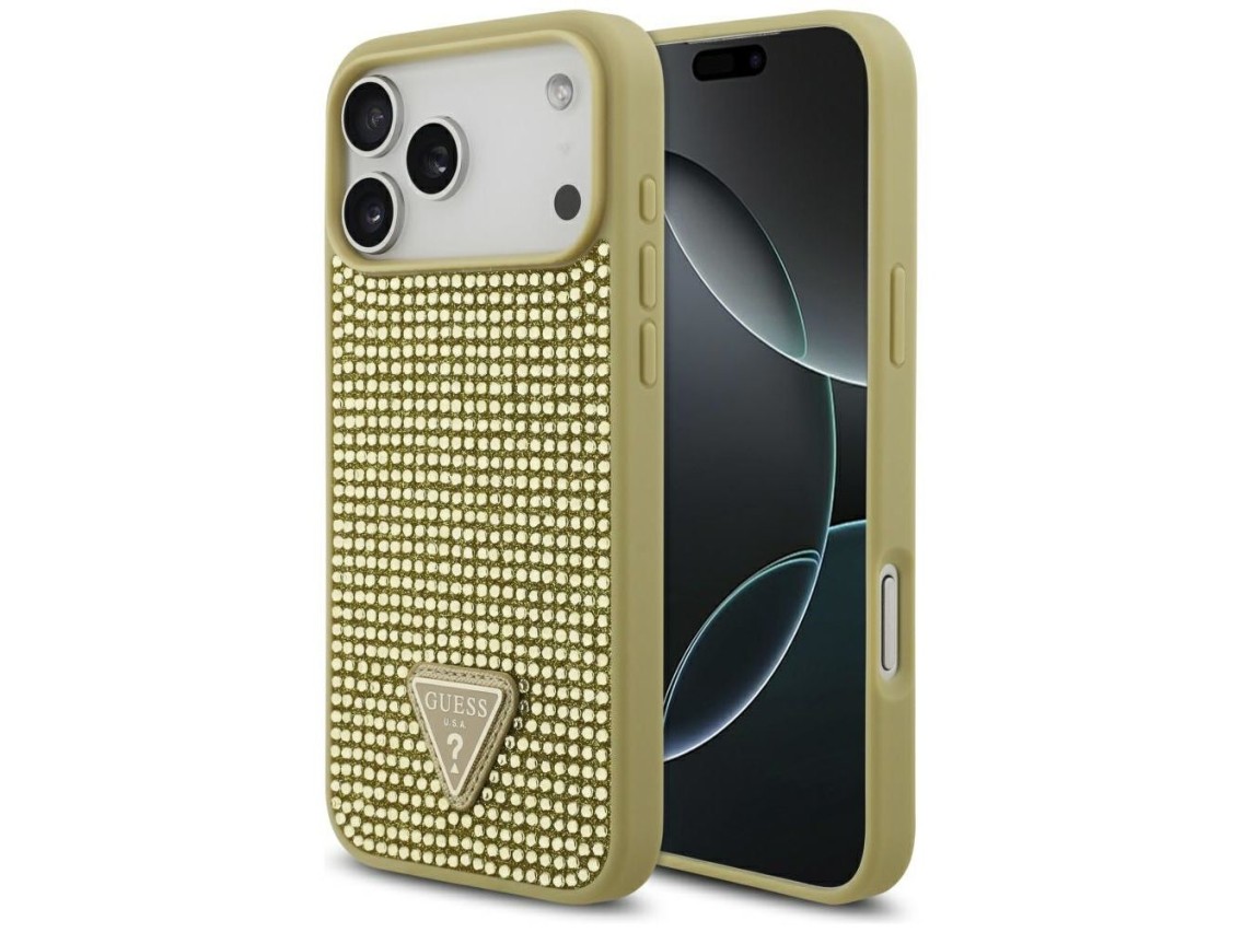 Guess Rhinestone Triangle Logo Case for iPhone 17 Pro Max - Gold