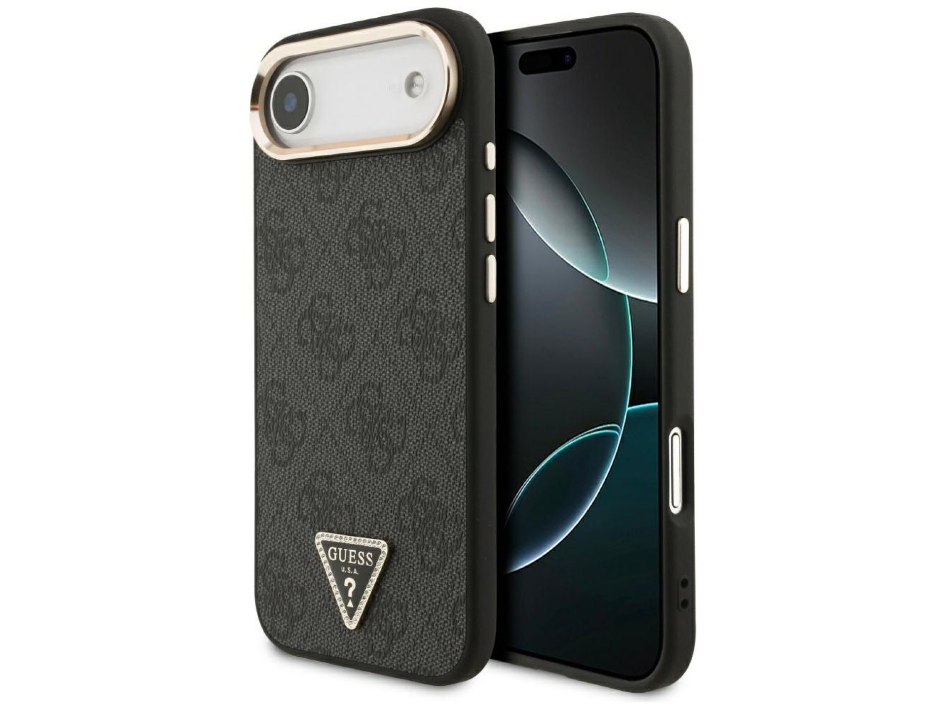Guess 4G Triangle Logo MagSafe case for iPhone Air - black and gold