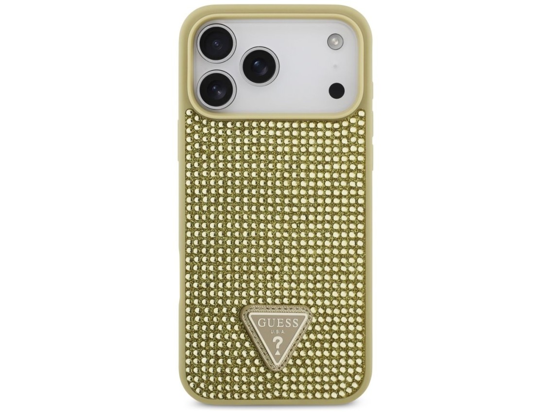 Guess Rhinestone Triangle Logo Case for iPhone 17 Pro Max - Gold
