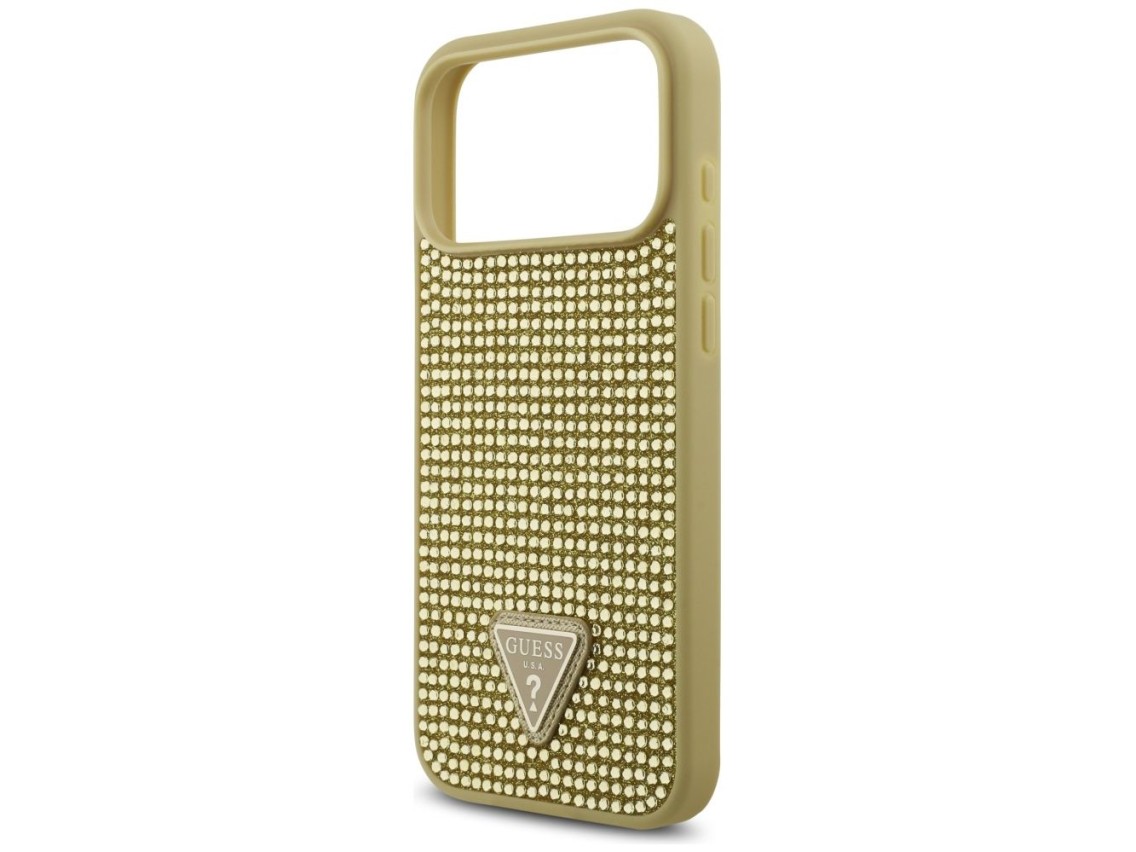 Guess Rhinestone Triangle Logo Case for iPhone 17 Pro Max - Gold