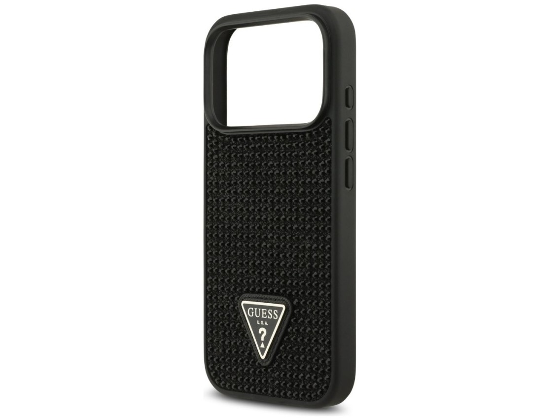 Capa Guess com Logo Triangular em Strass para iPhone 17 Pro - Preta