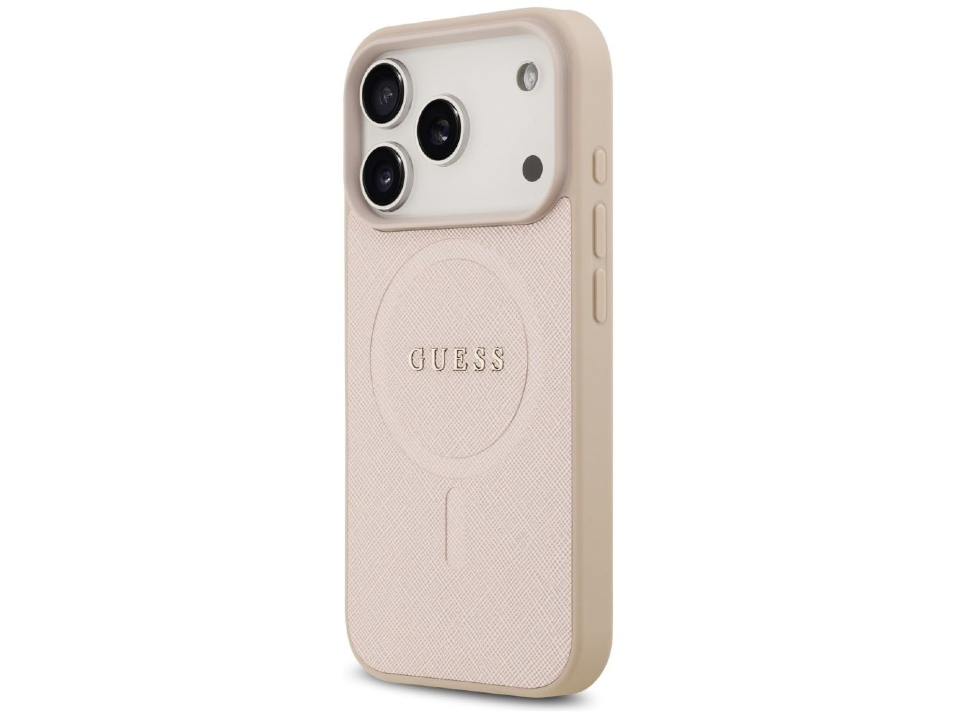 Funda Guess Saffiano Classic Logo MagSafe para iPhone 17 Pro - Rosa