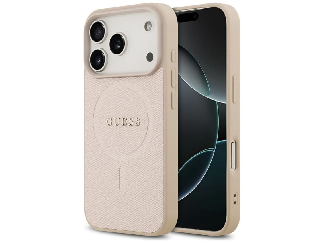 Funda Guess Saffiano Classic Logo MagSafe para iPhone 17 Pro - Rosa