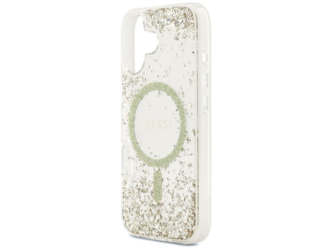 Capa Guess MagSafe com glitter na parte inferior para iPhone 17 - dourada
