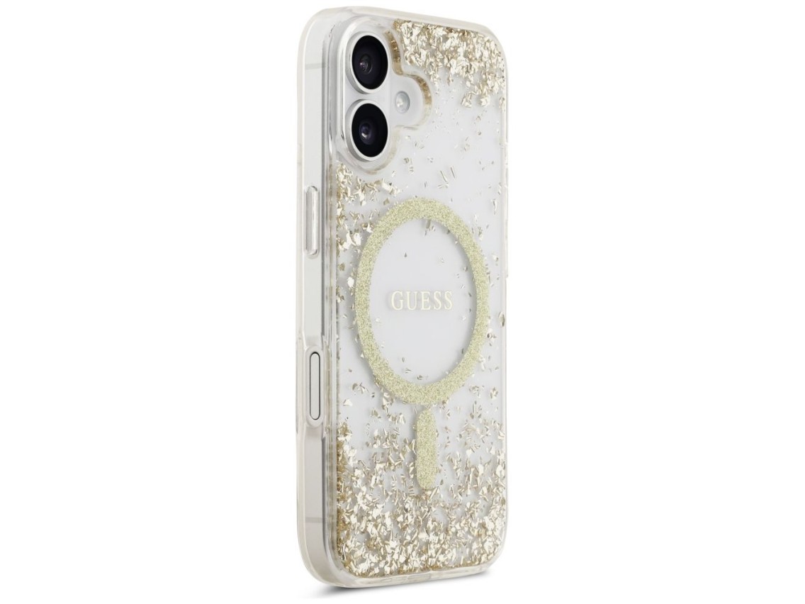 Capa Guess MagSafe com glitter na parte inferior para iPhone 17 - dourada