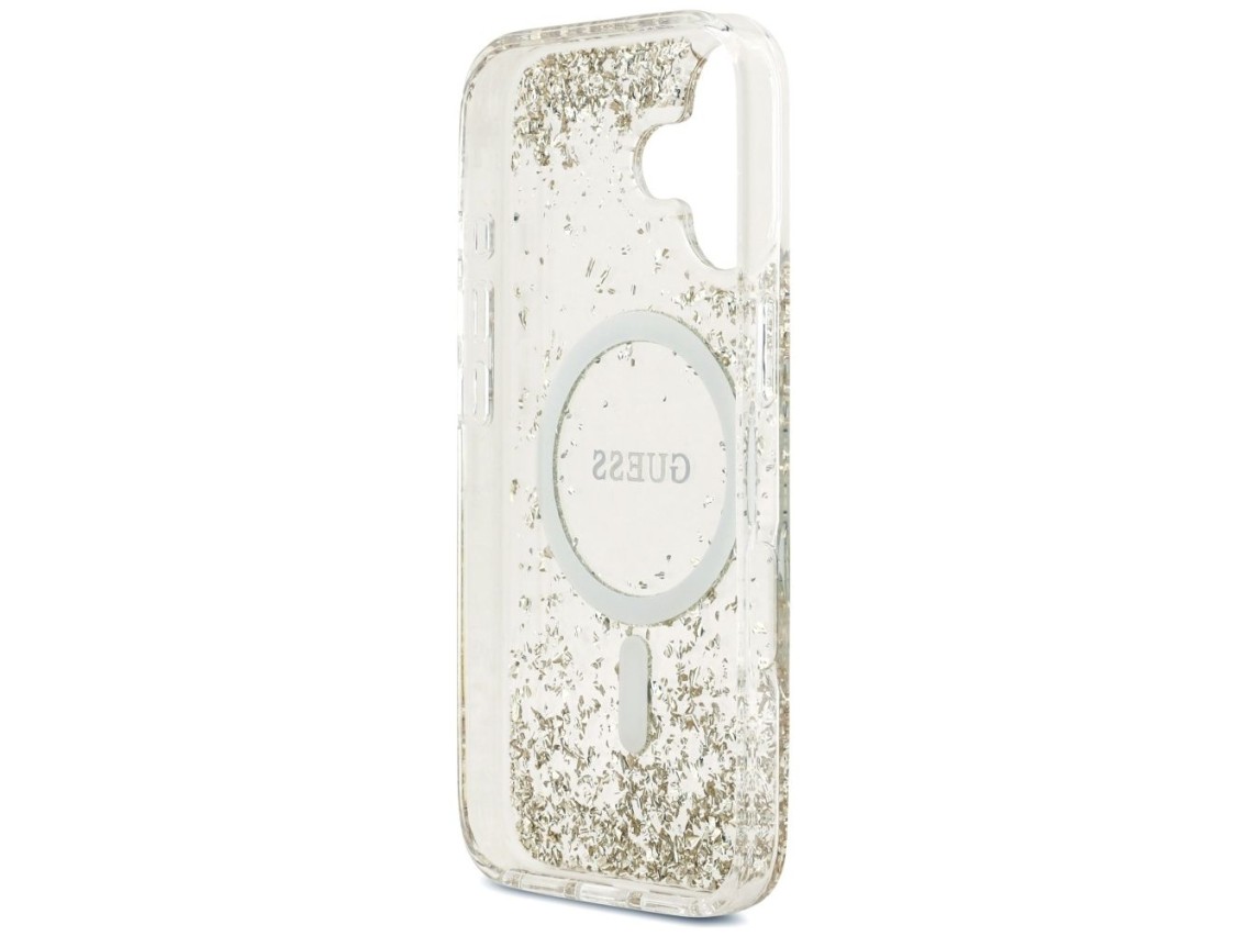 Capa Guess MagSafe com glitter na parte inferior para iPhone 17 - dourada