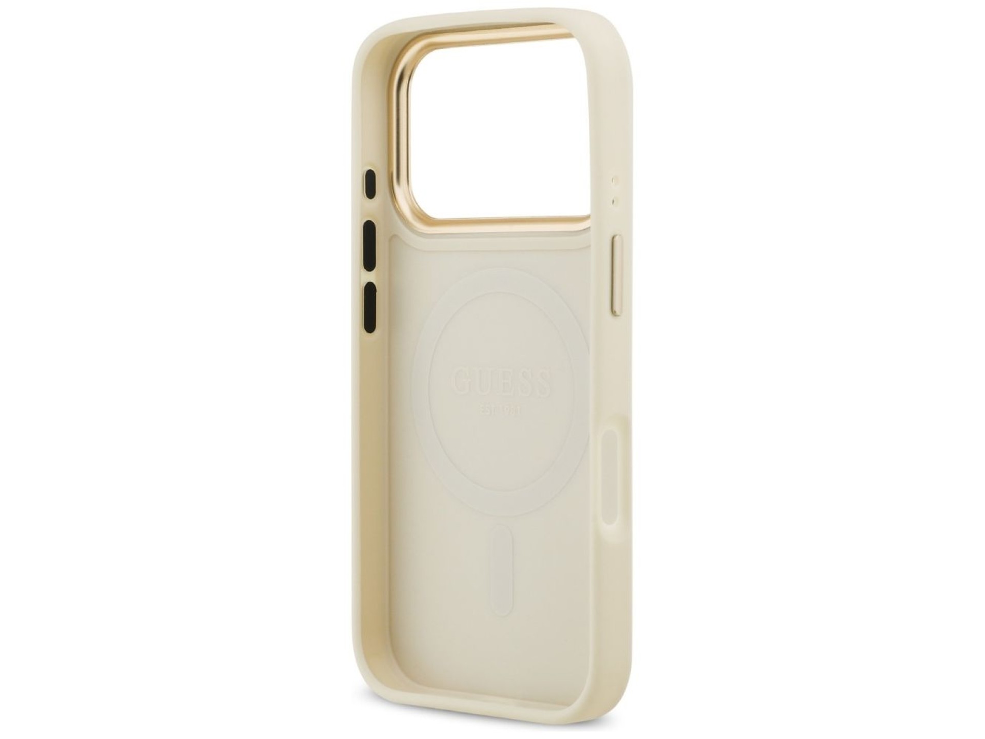 Capa Guess Granulada com Logo Strass e MagSafe para iPhone 17 Pro - bege