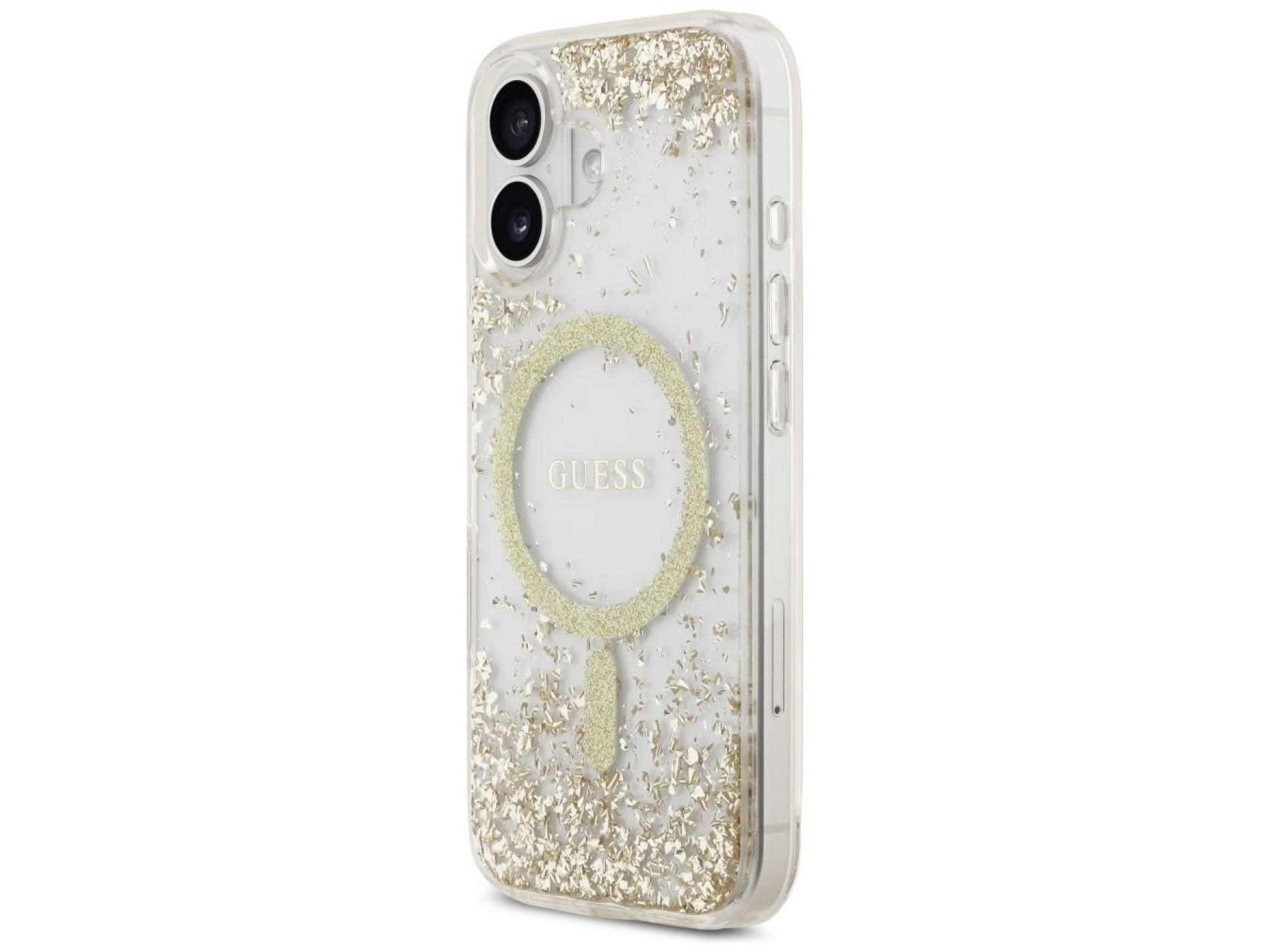 Capa Guess MagSafe com glitter na parte inferior para iPhone 17 - dourada