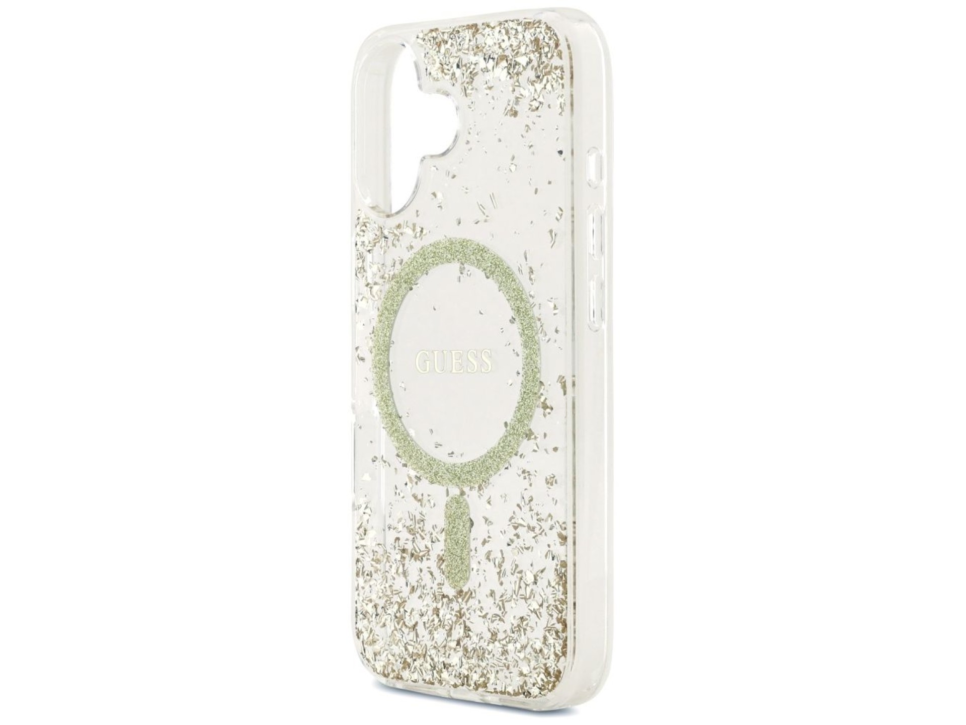 Capa Guess MagSafe com glitter na parte inferior para iPhone 17 - dourada
