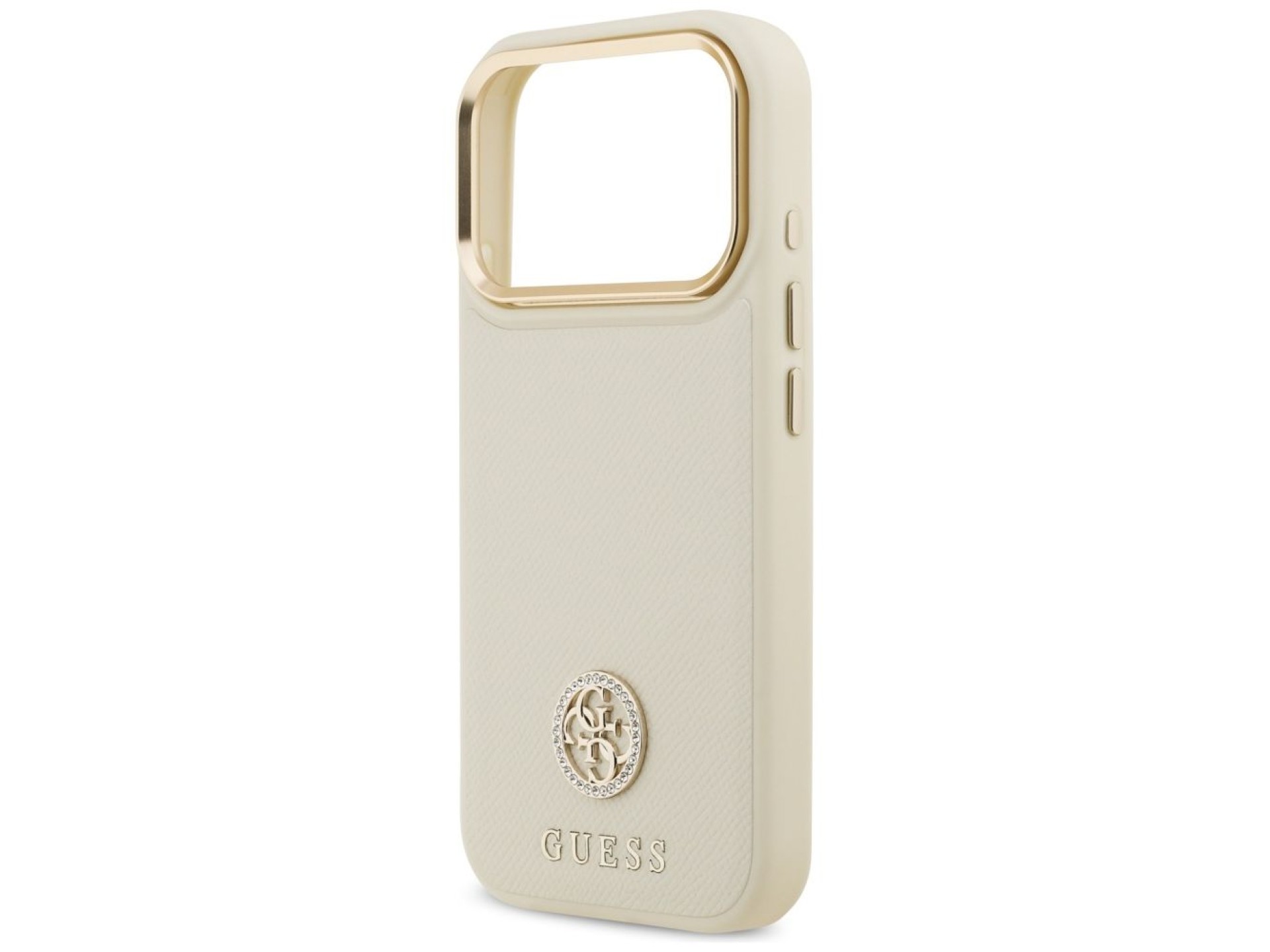 Capa Guess Granulada com Logo Strass e MagSafe para iPhone 17 Pro - bege