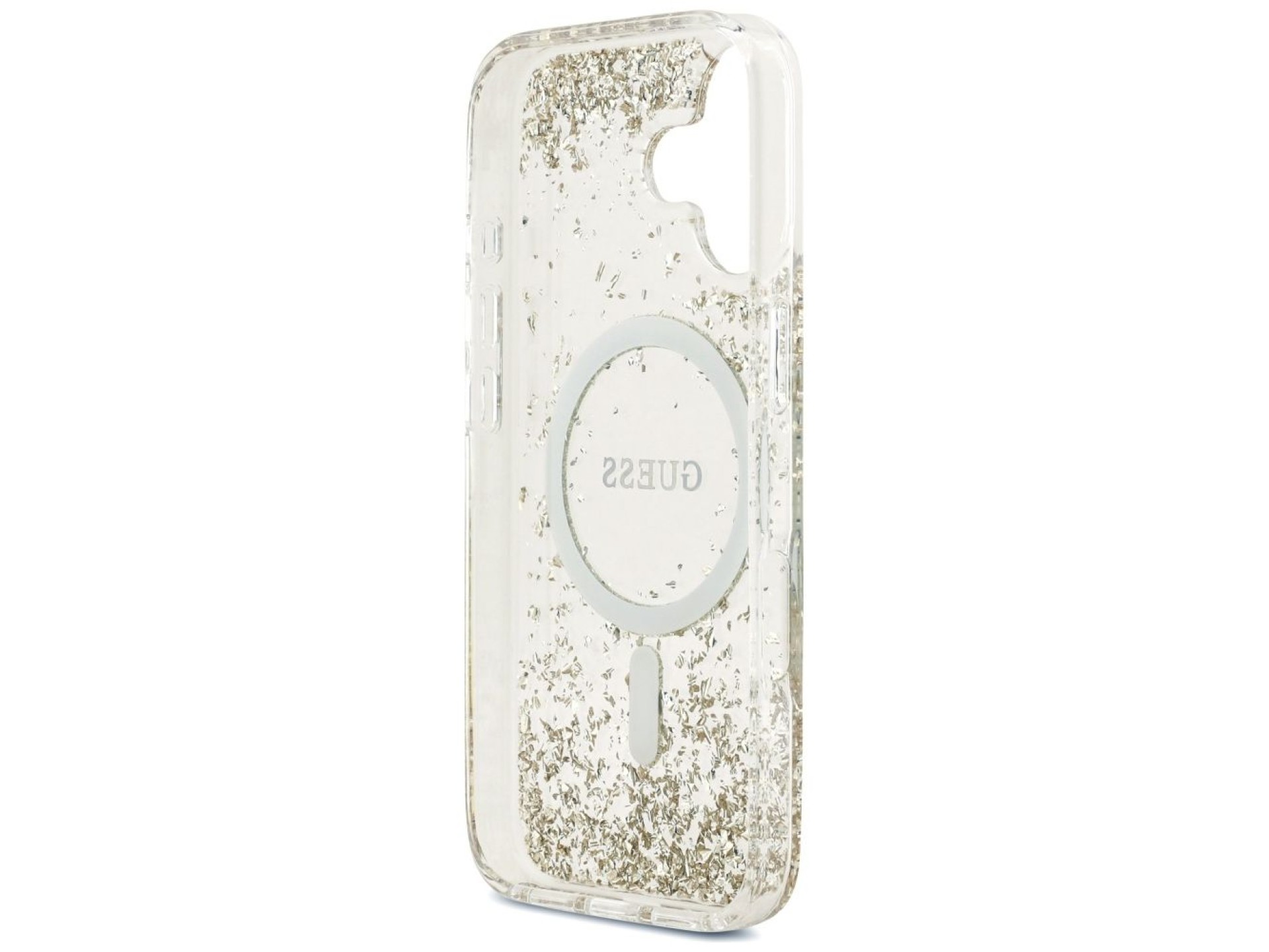Capa Guess MagSafe com glitter na parte inferior para iPhone 17 - dourada