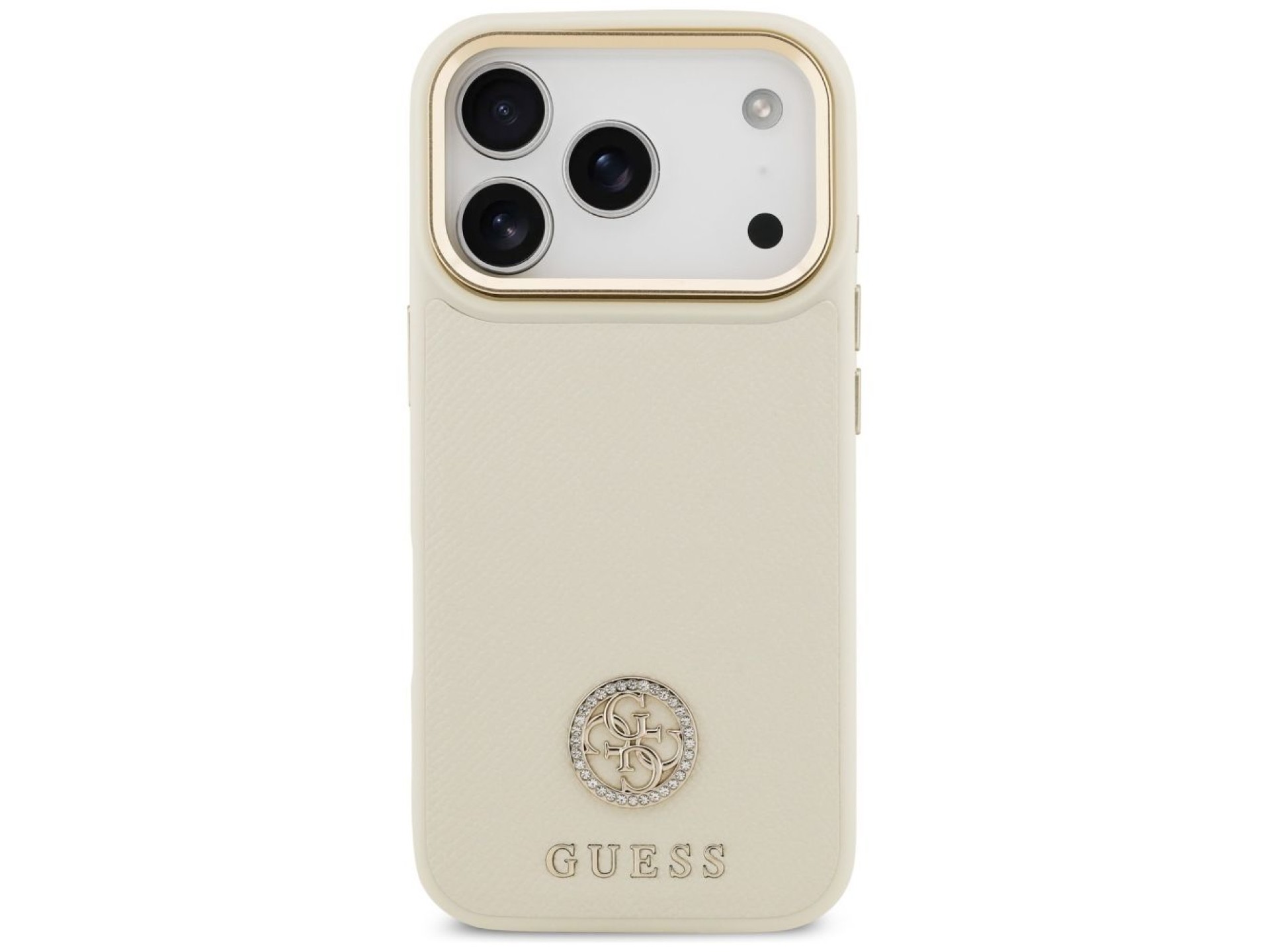 Capa Guess Granulada com Logo Strass e MagSafe para iPhone 17 Pro - bege