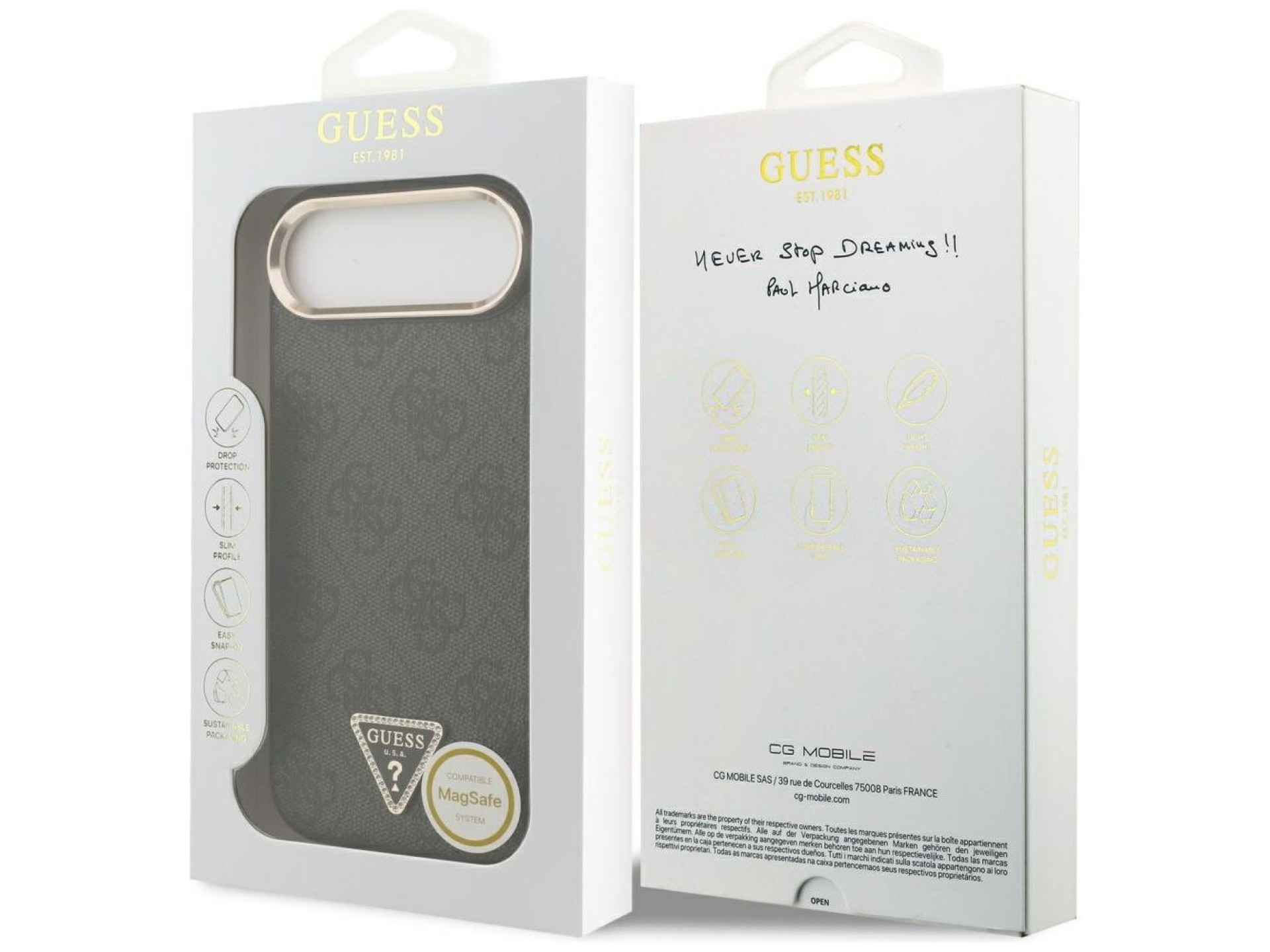 Guess 4G Triangle Logo MagSafe case for iPhone Air - black and gold