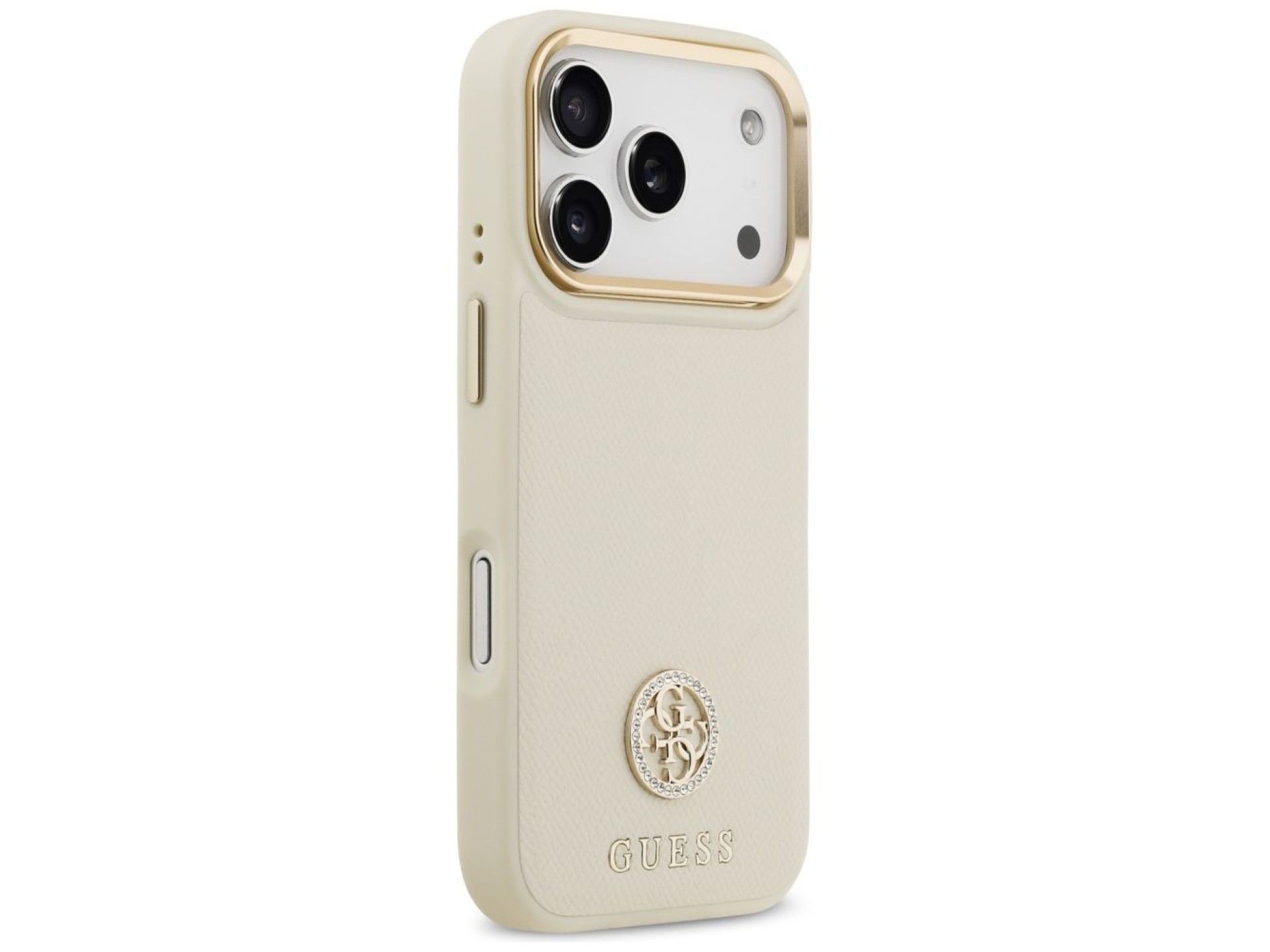 Capa Guess Granulada com Logo Strass e MagSafe para iPhone 17 Pro - bege