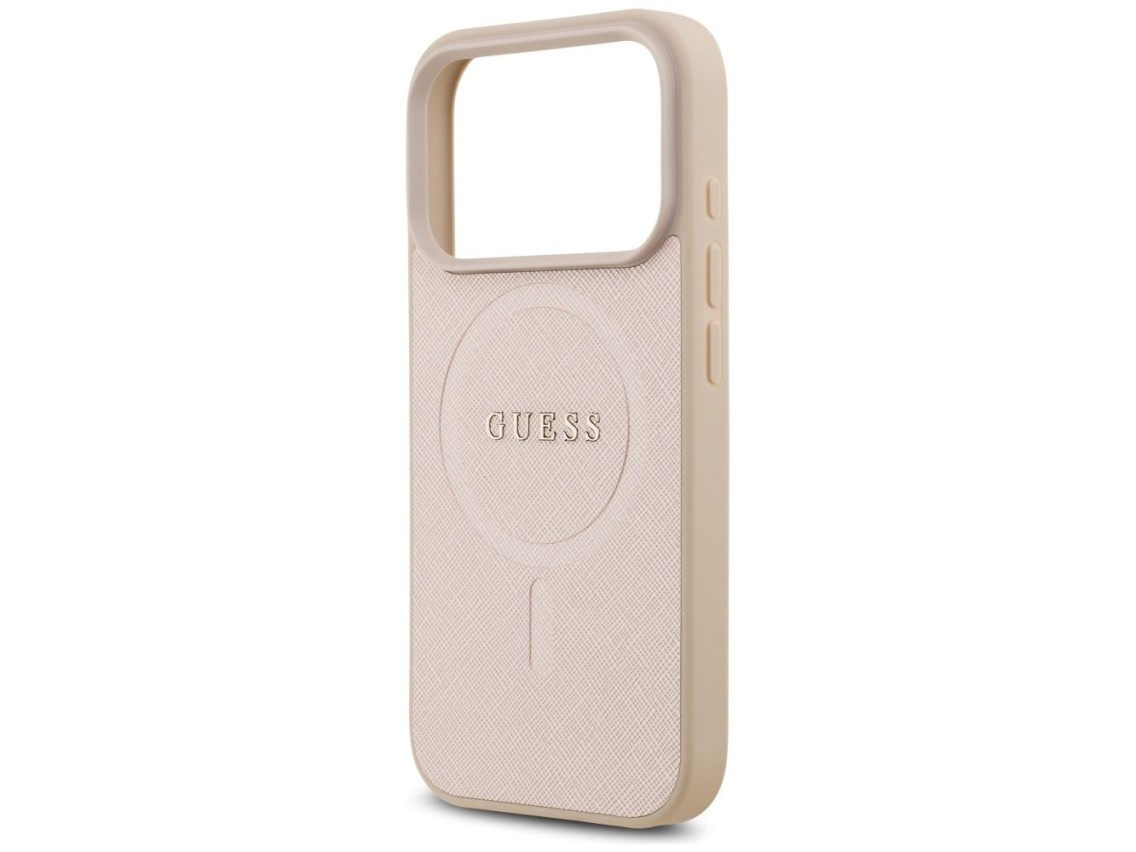 Funda Guess Saffiano Classic Logo MagSafe para iPhone 17 Pro - Rosa