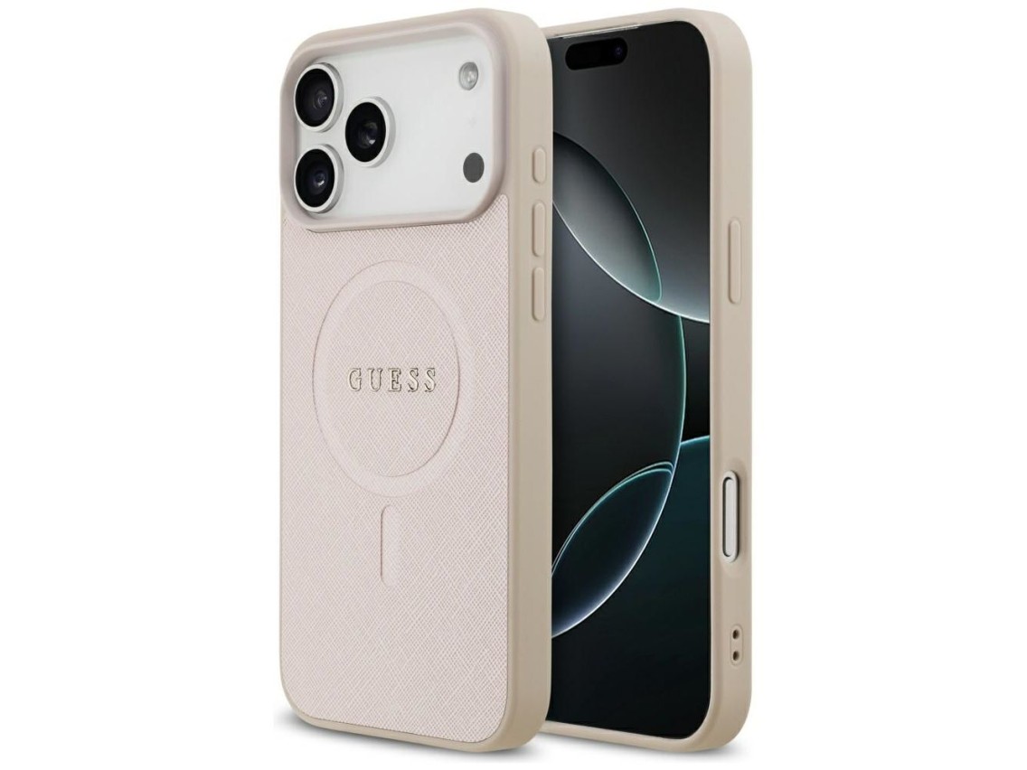 Capa Guess Saffiano Classic Logo MagSafe para iPhone 17 Pro Max - Rosa