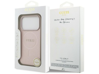 Guess Saffiano Classic Logo MagSafe Case for iPhone 17 Pro - Pink Guess Saffiano Classic Logo MagSafe Case for iPhone 17 Pro - Pink