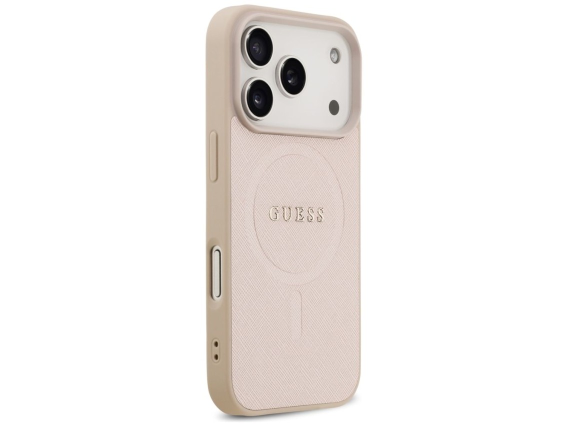 Funda Guess Saffiano Classic Logo MagSafe para iPhone 17 Pro - Rosa