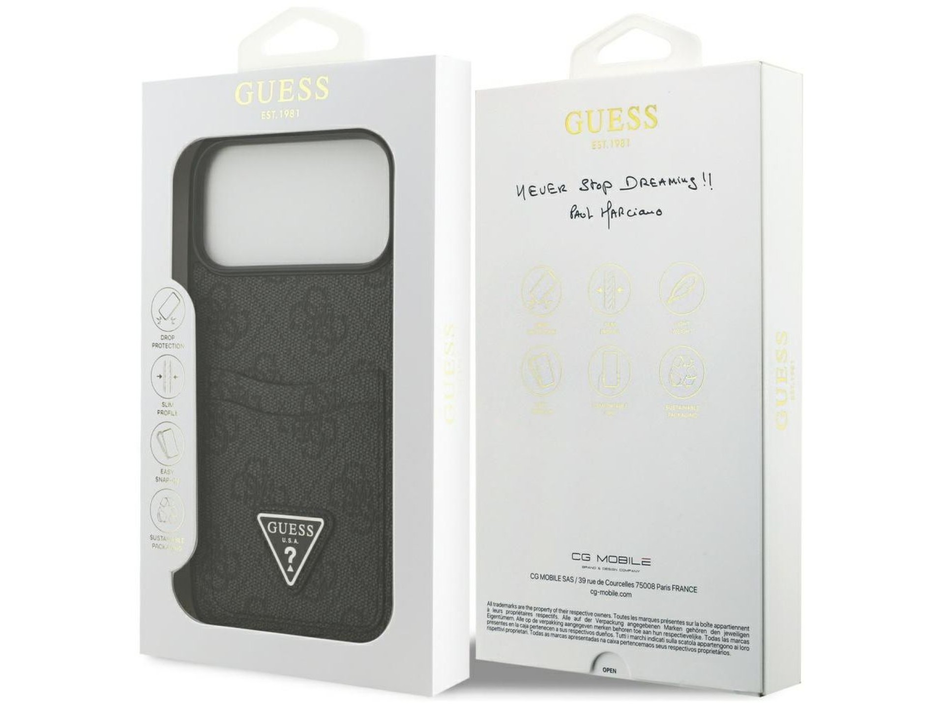 Funda Guess 4G nauble Card Triangle para iPhone 17 Pro Max - negra