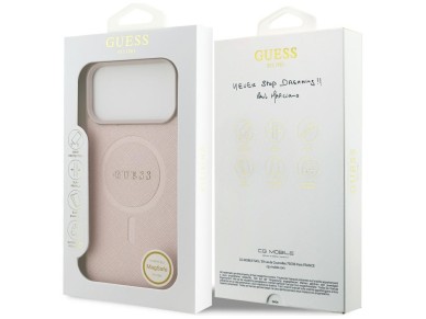 Guess Saffiano Classic Logo MagSafe Case for iPhone 17 Pro Max - Pink Guess Saffiano Classic Logo MagSafe Case for iPhone 17 Pro Max - Pink