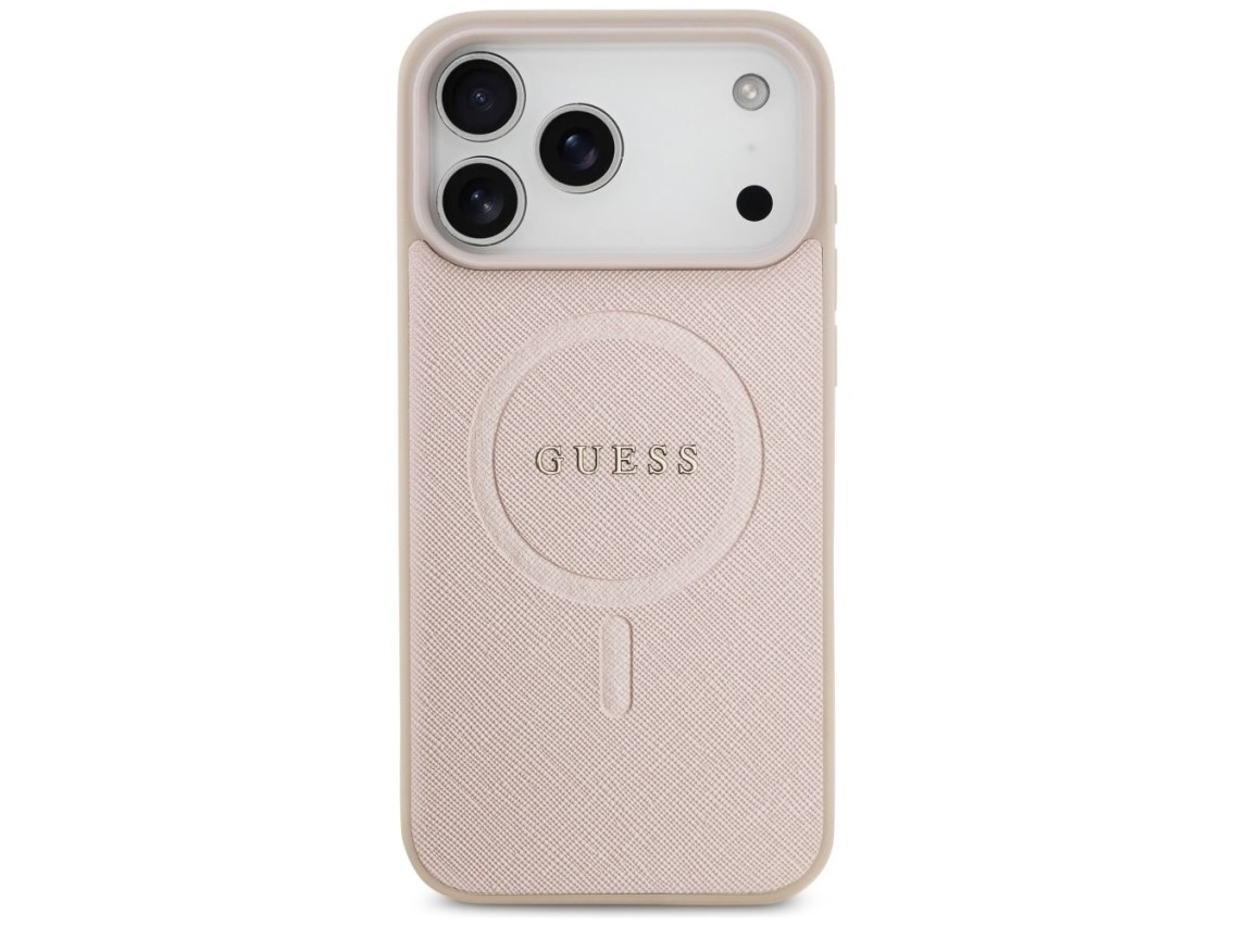 Capa Guess Saffiano Classic Logo MagSafe para iPhone 17 Pro Max - Rosa