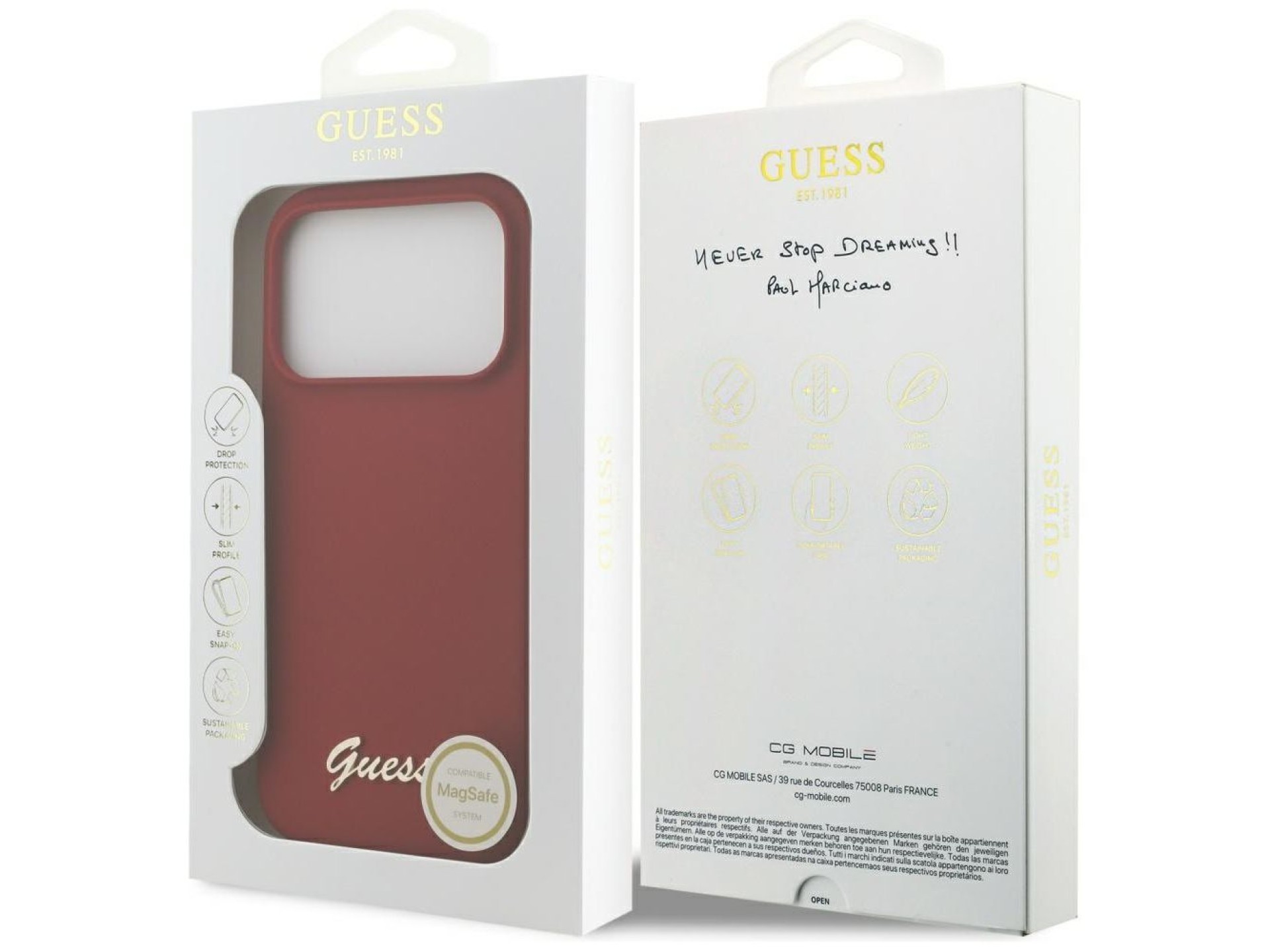 Guess Silicone Script Metal Logo MagSafe Case for iPhone 17 Pro - Red