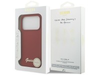 Guess Silicone Script Metal Logo MagSafe Case for iPhone 17 Pro - Red