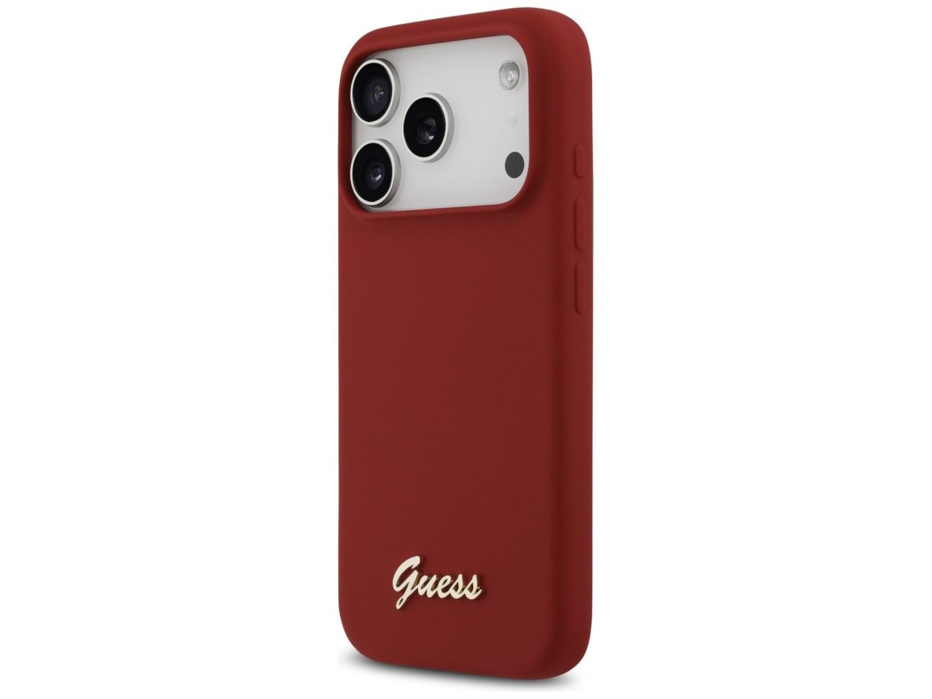 Guess Silicone Script Metal Logo MagSafe Case for iPhone 17 Pro - Red