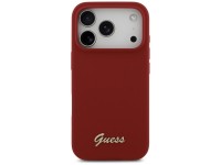 Guess Silicone Script Metal Logo MagSafe Case for iPhone 17 Pro - Red