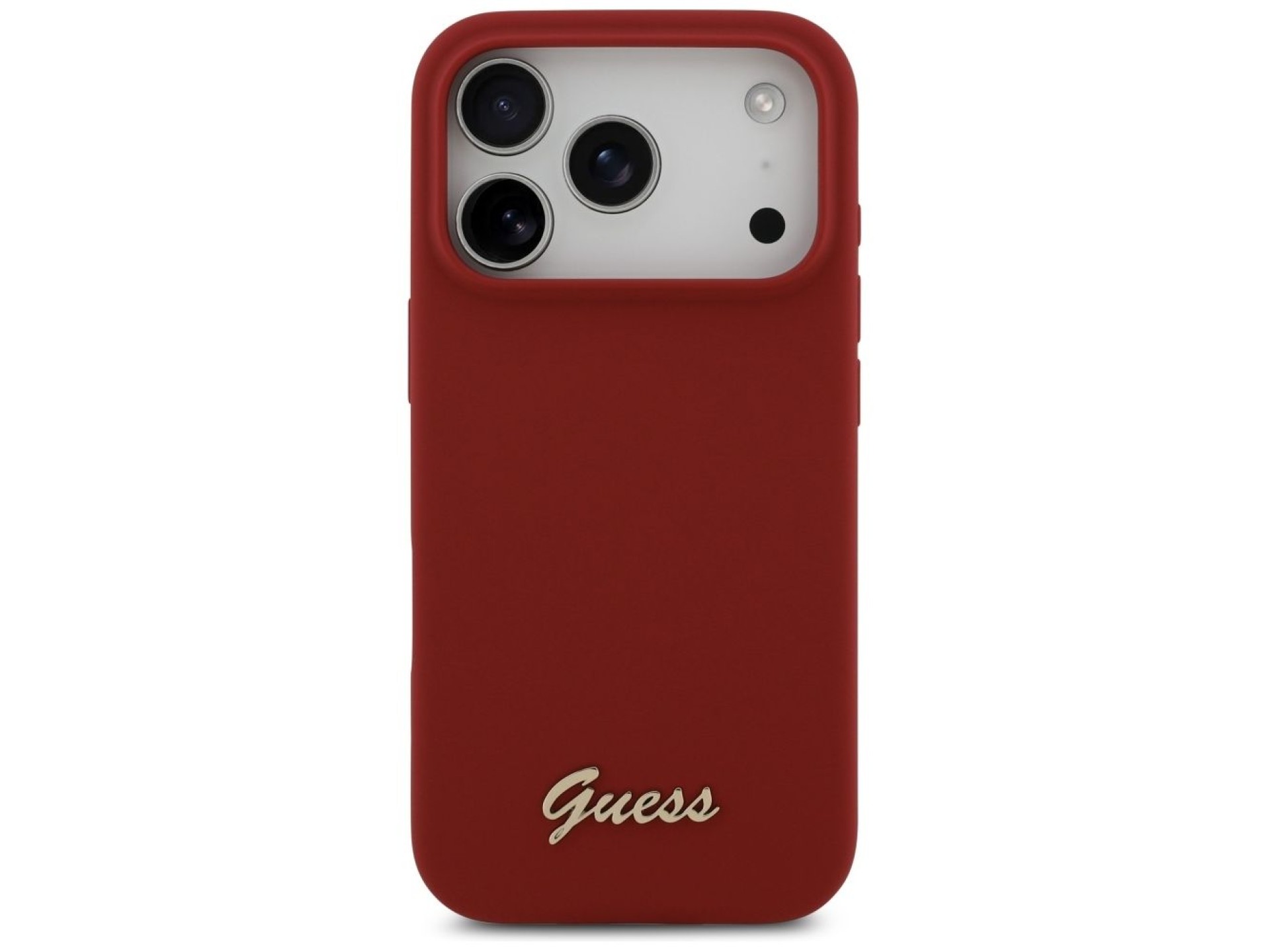 Guess Silicone Script Metal Logo MagSafe Case for iPhone 17 Pro - Red