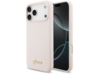 Guess Silicone Script Metal Logo MagSafe Case for iPhone 17 Pro Max - Pink Guess Silicone Script Metal Logo MagSafe Case for iPhone 17 Pro Max - Pink