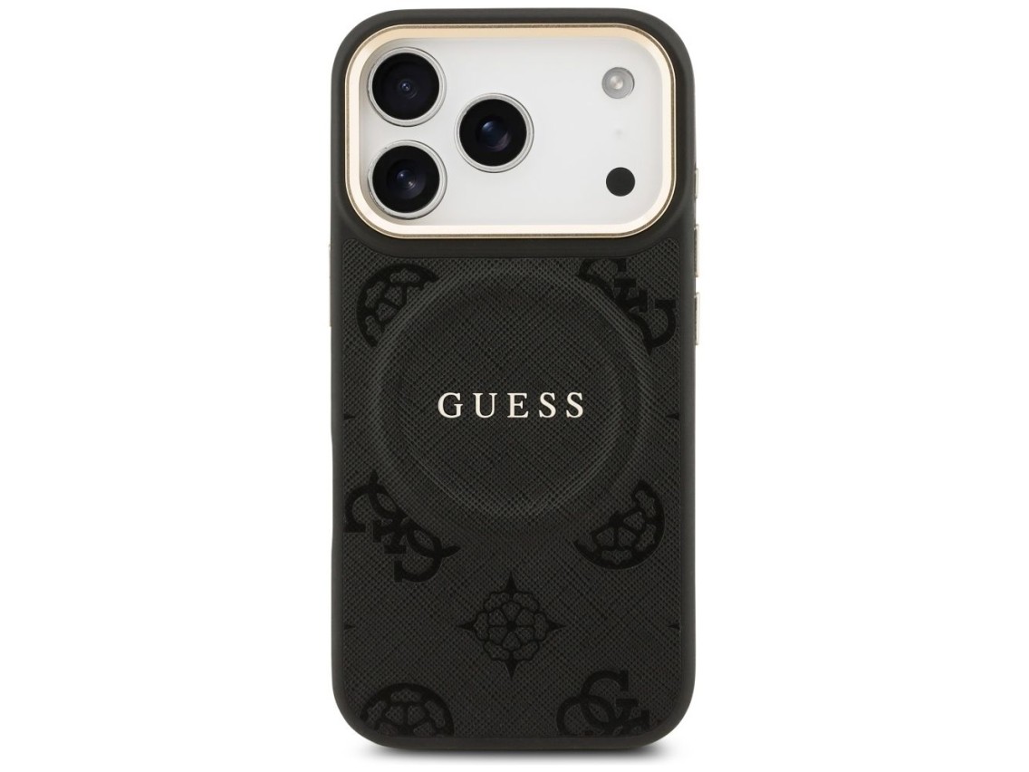 Funda Guess Peony Hot Stamp MagSafe para iPhone 17 Pro - Negra