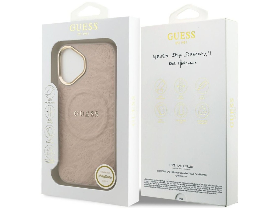 Funda Guess Peony Hot Stamp MagSafe para iPhone 17 - Rosa