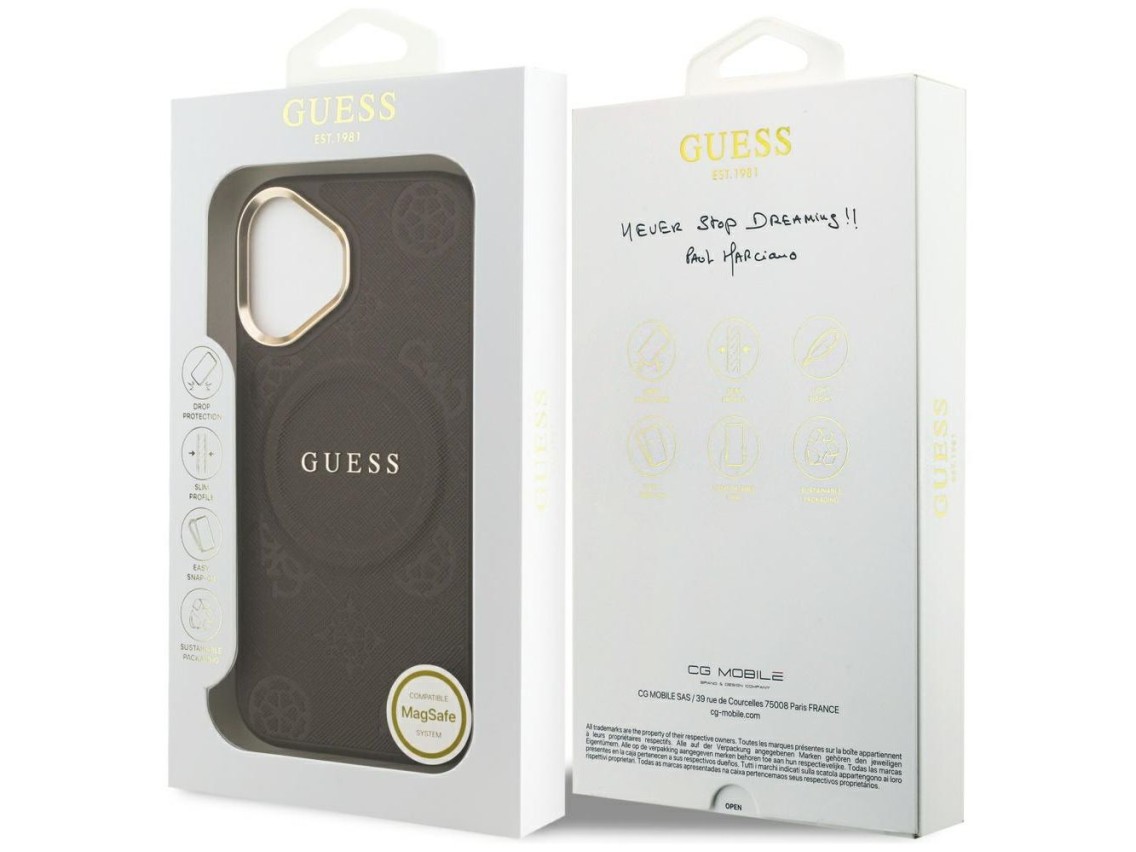 Guess Peony Hot Stamp MagSafe Case for iPhone 17 - Brown