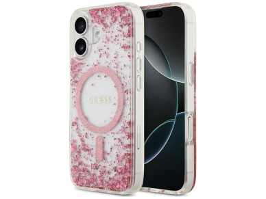 Funda Guess Resin Bottom Glitter MagSafe para iPhone 17 - Rosa Funda Guess Resin Bottom Glitter MagSafe para iPhone 17 - Rosa