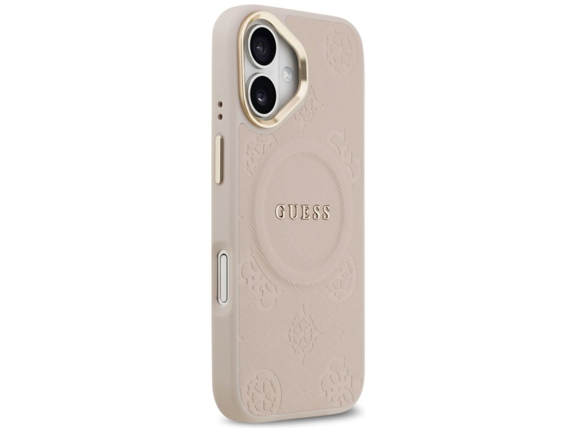 Funda Guess Peony Hot Stamp MagSafe para iPhone 17 - Rosa