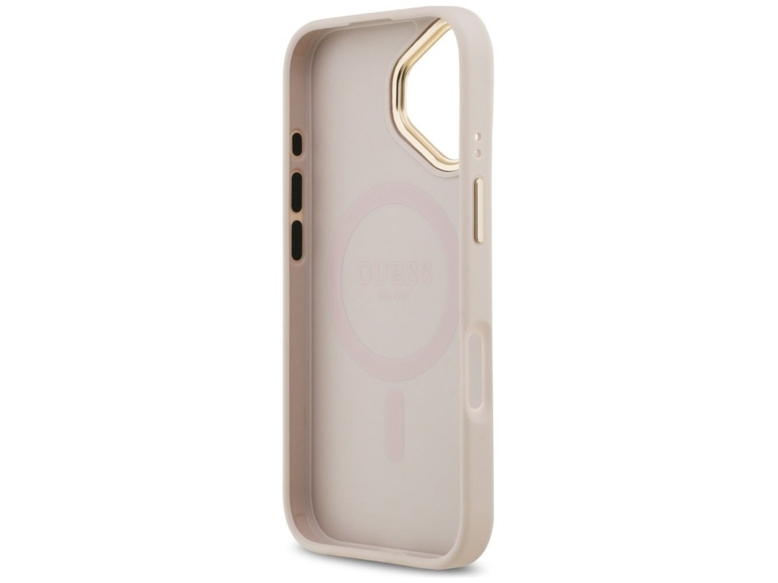 Funda Guess Peony Hot Stamp MagSafe para iPhone 17 - Rosa