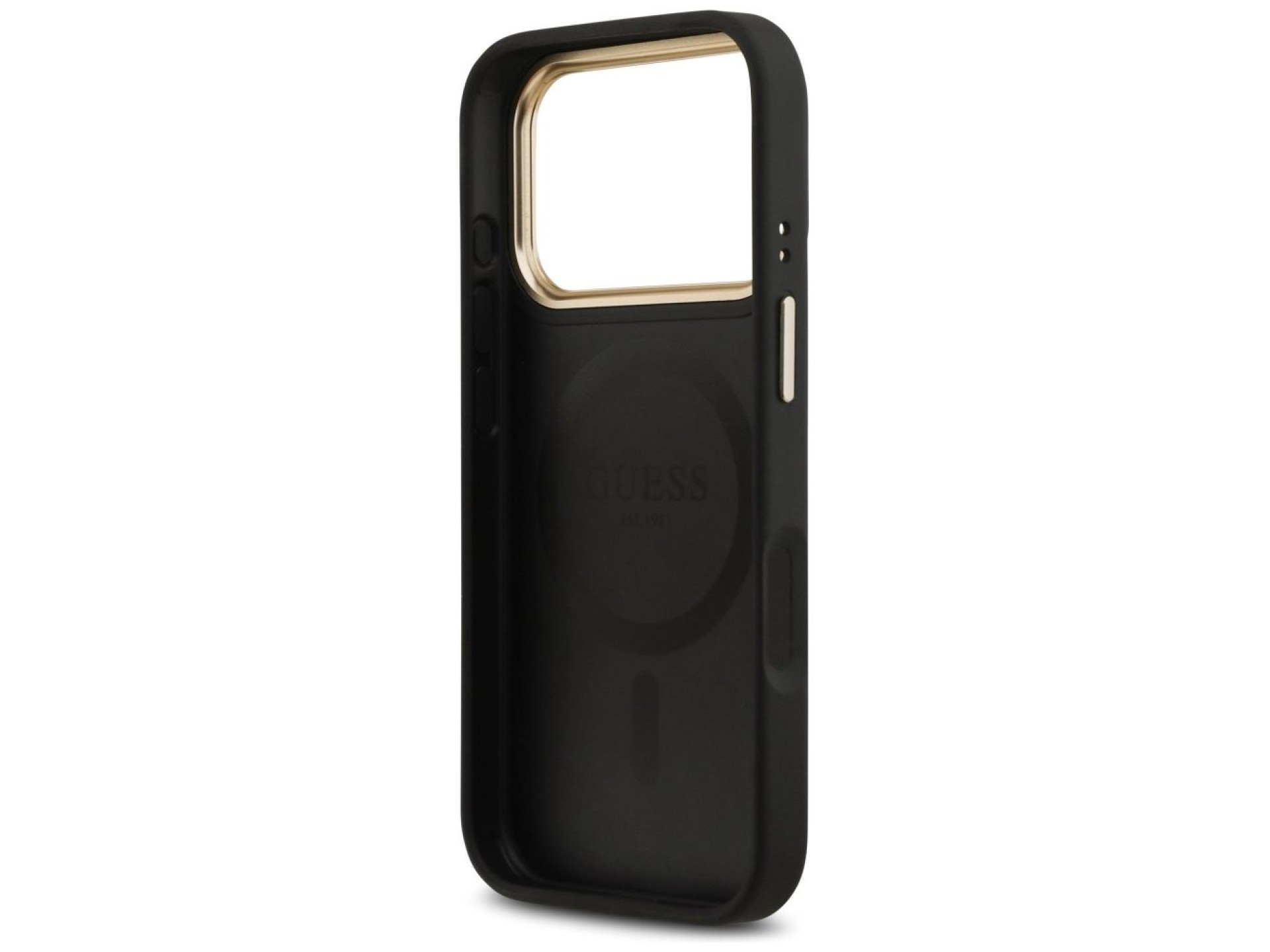 Funda Guess Peony Hot Stamp MagSafe para iPhone 17 Pro - Negra