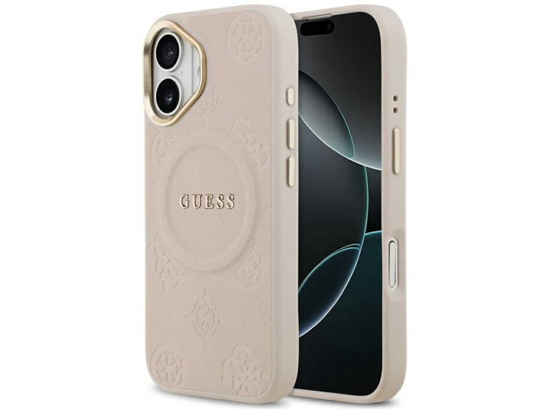 Funda Guess Peony Hot Stamp MagSafe para iPhone 17 - Rosa
