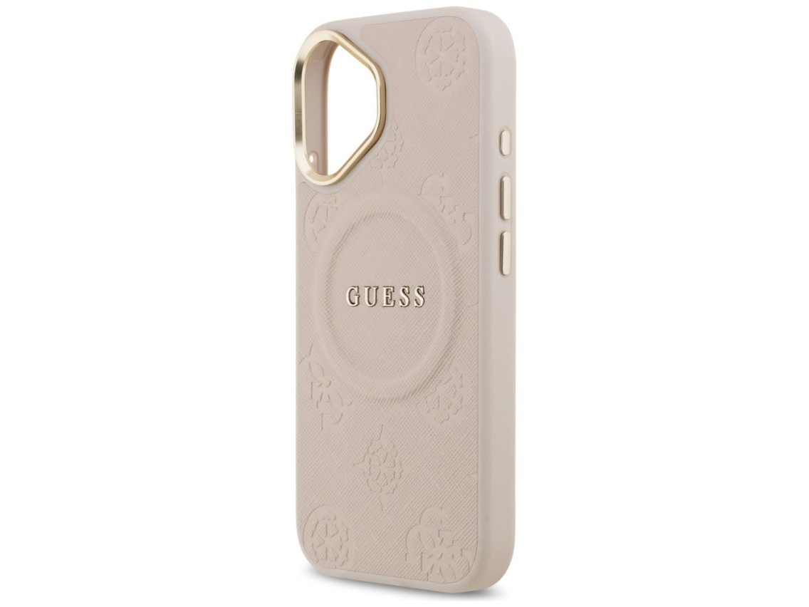 Funda Guess Peony Hot Stamp MagSafe para iPhone 17 - Rosa