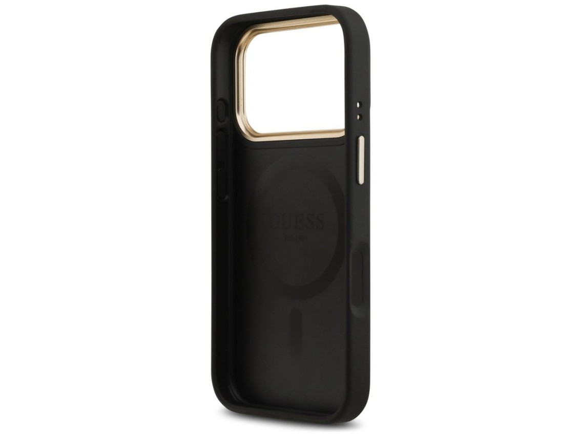 Funda Guess Peony Hot Stamp MagSafe para iPhone 17 Pro - Negra