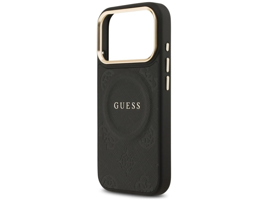 Funda Guess Peony Hot Stamp MagSafe para iPhone 17 Pro - Negra