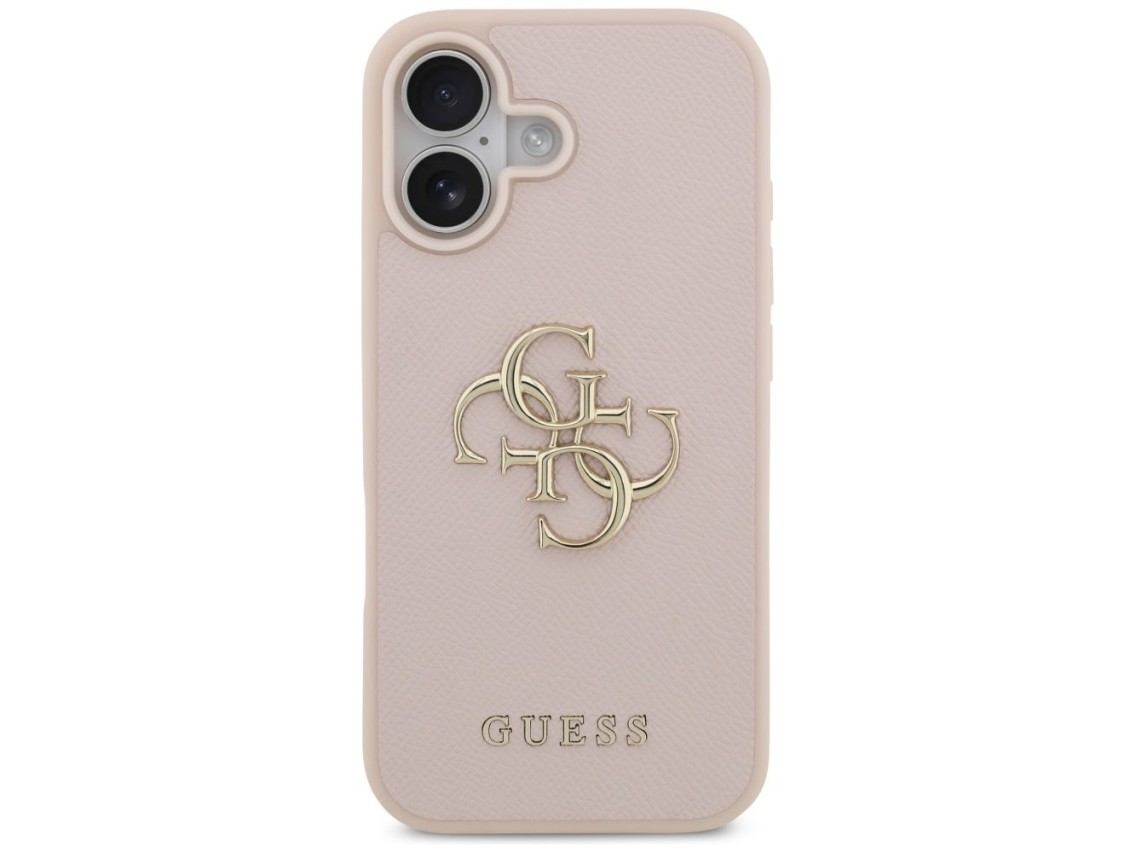 Capa Guess Granulada Big 4G e com Logo Clássico para iPhone 17 - Rosa