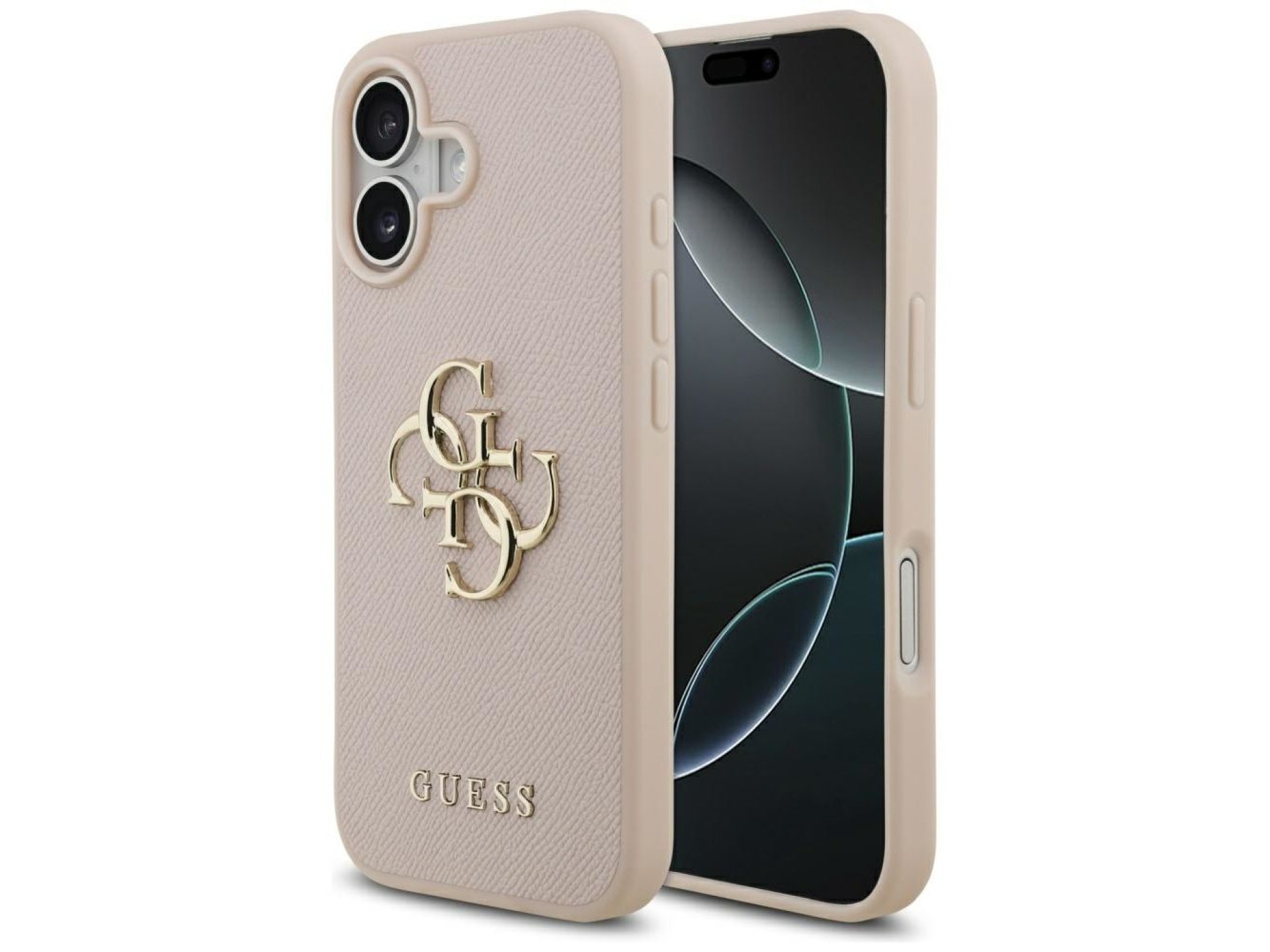 Capa Guess Granulada Big 4G e com Logo Clássico para iPhone 17 - Rosa