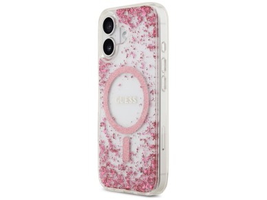 Funda Guess Resin Bottom Glitter MagSafe para iPhone 17 - Rosa Funda Guess Resin Bottom Glitter MagSafe para iPhone 17 - Rosa