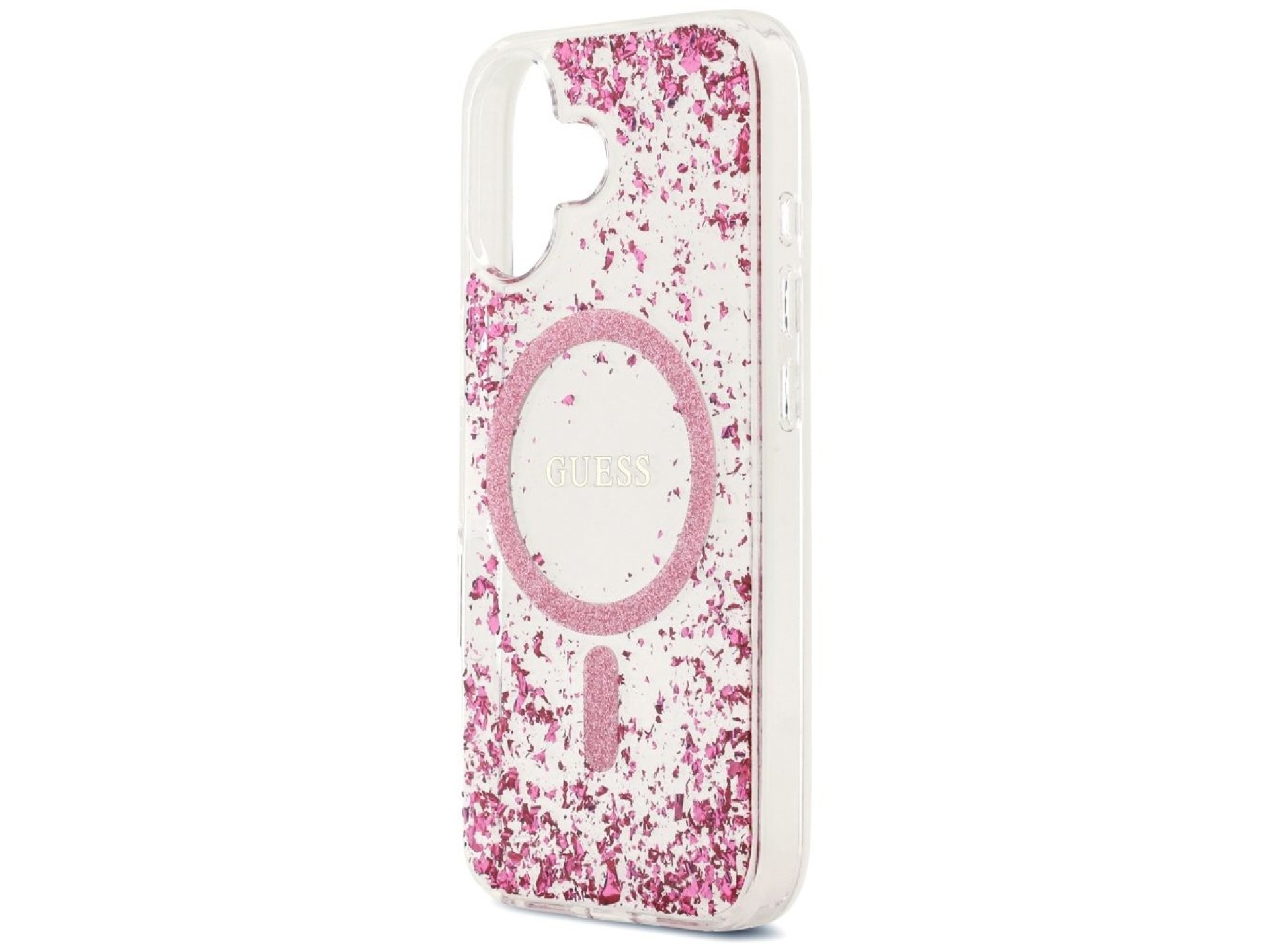 Funda Guess Resin Bottom Glitter MagSafe para iPhone 17 - Rosa