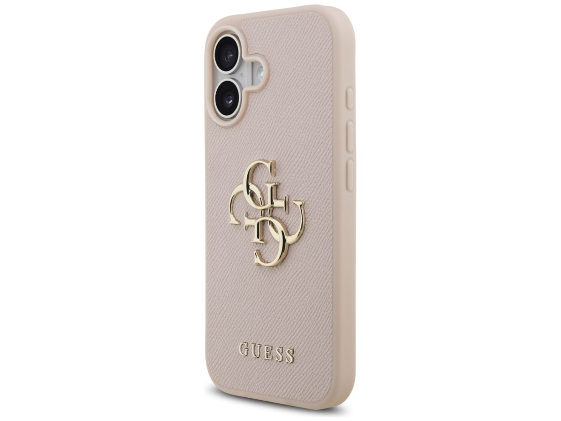 Capa Guess Granulada Big 4G e com Logo Clássico para iPhone 17 - Rosa